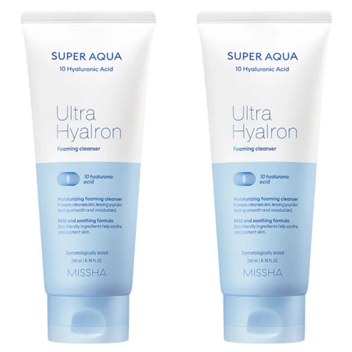 [2입기획] 미샤 수퍼 아쿠아 울트라 히알론 클렌징 폼, 200ml, 2개