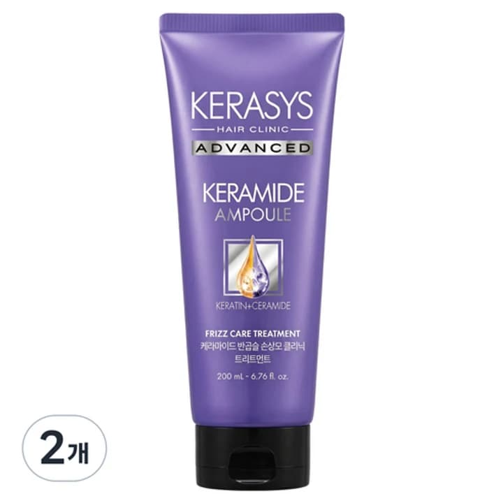 케라시스 케라마이드 반곱슬 손상모 클리닉 헤어트리트먼트, 200ml, 2개